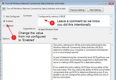 Change turn off network connectivity status inidctor policy.png